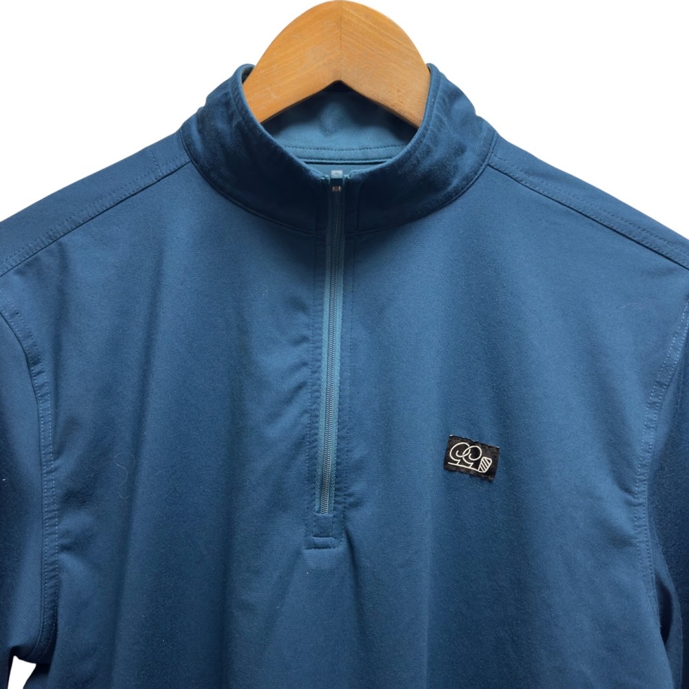 Good Good Mens Small Blue Solid Quarter Zip Performance Golf Pullover Excellent